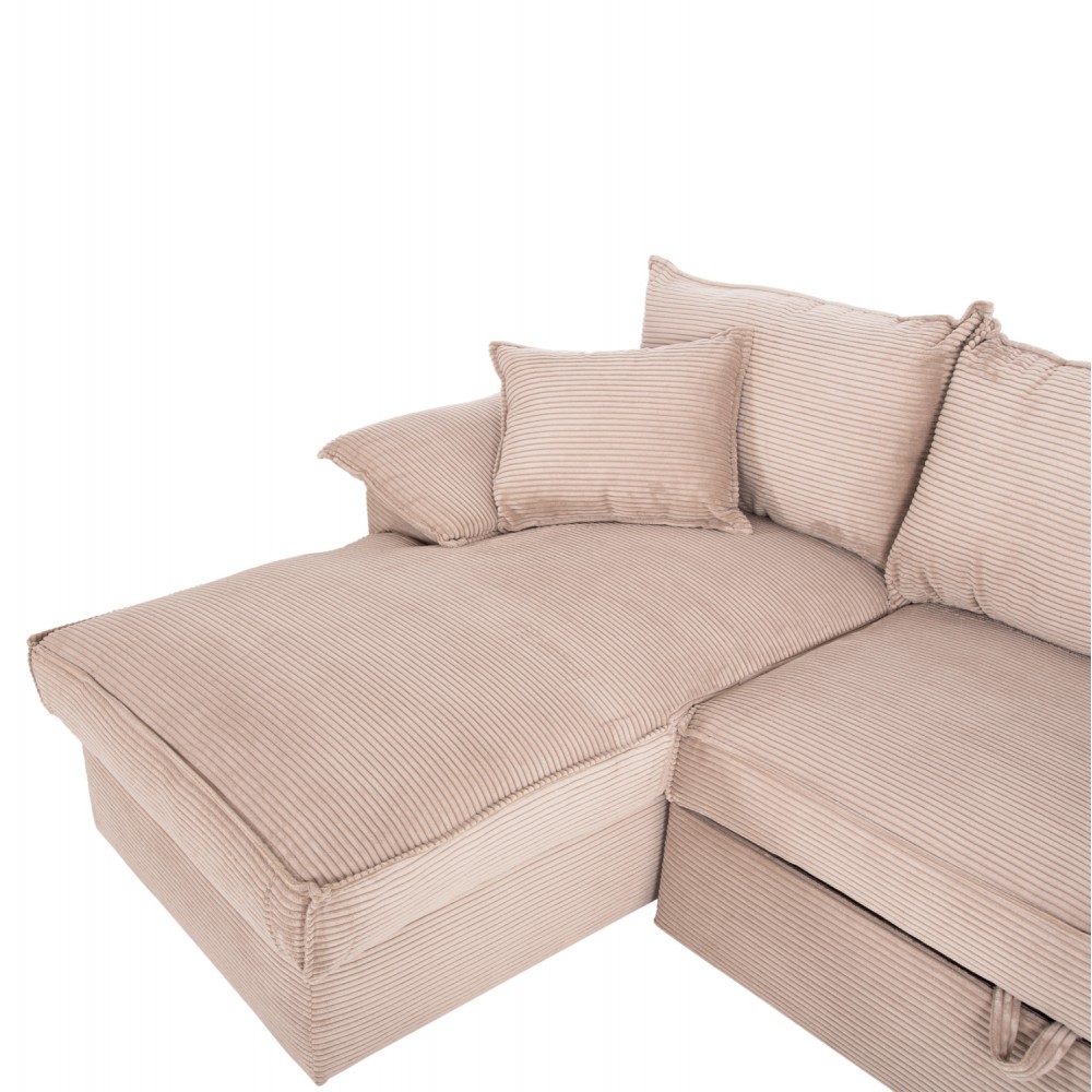 Γωνιακός καναπές-κρεβάτι "ALDO" με αριστερή γωνία από mdf/ύφασμα σε μπεζ χρώμα 256x159x87