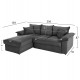 Γωνιακός καναπές-κρεβάτι "ALDO" με αριστερή γωνία από mdf/ύφασμα σε ανθρακί χρώμα 256x159x87