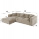 Γωνιακός καναπές "BRICKEN" με αριστερή γωνία από mdf/ύφασμα σε μπεζ χρώμα 282x160x72