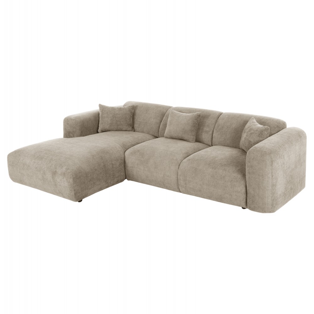 Γωνιακός καναπές "BRICKEN" με αριστερή γωνία από mdf/ύφασμα σε μπεζ χρώμα 282x160x72