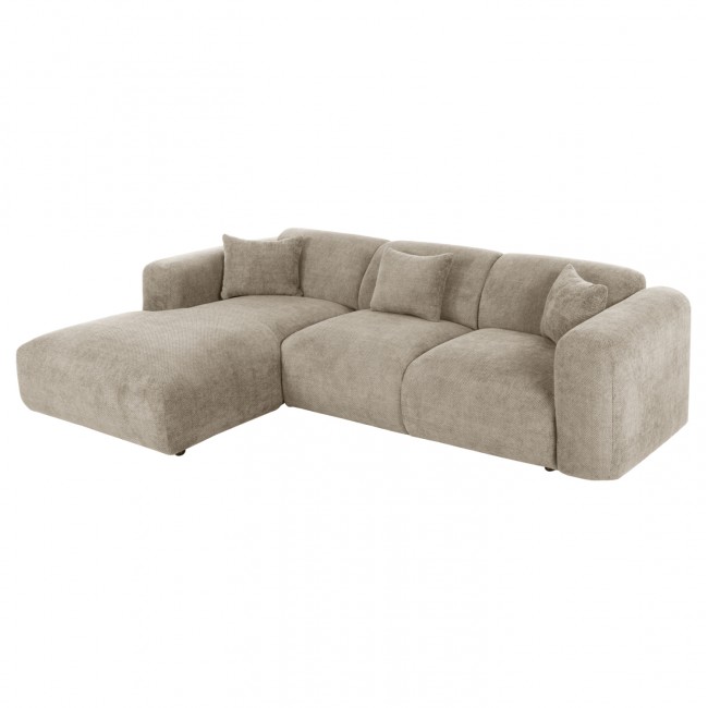 Γωνιακός καναπές "BRICKEN" με αριστερή γωνία από mdf/ύφασμα σε μπεζ χρώμα 282x160x72