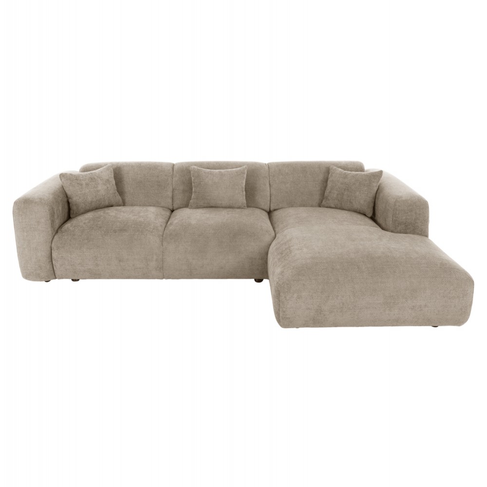Γωνιακός καναπές "BRICKEN" με δεξιά γωνία από mdf/ύφασμα σε μπεζ χρώμα 282x160x72