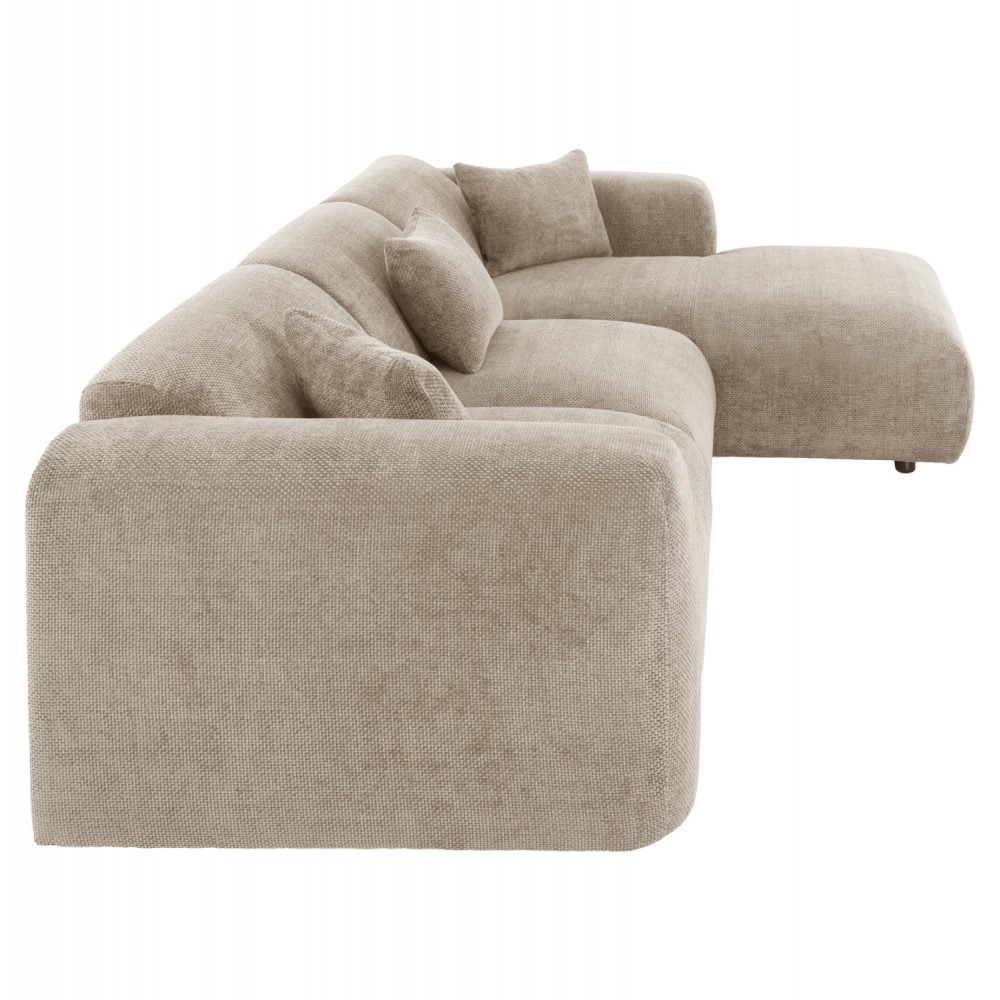 Γωνιακός καναπές "BRICKEN" με δεξιά γωνία από mdf/ύφασμα σε μπεζ χρώμα 282x160x72