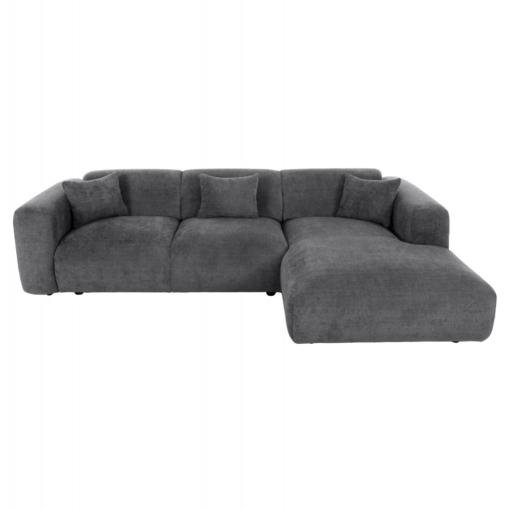 Γωνιακός καναπές "BRICKEN" με δεξιά γωνία από mdf/ύφασμα σε ανθρακί χρώμα 282x160x72