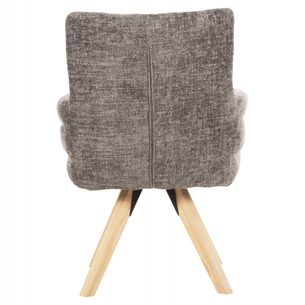 Πολυθρόνα "GAZER" από ύφασμα/rubberwood σε γκρι/φυσικό χρώμα 66x63x91
