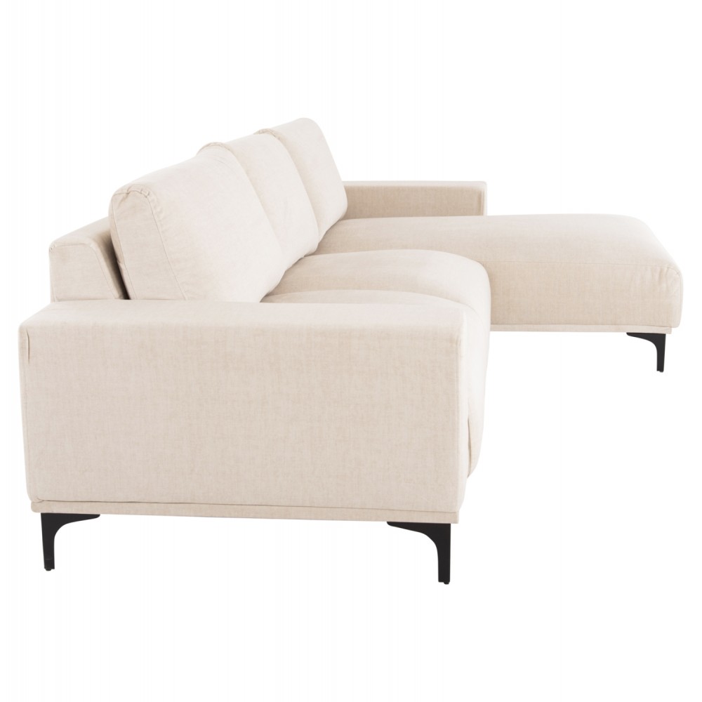 Γωνιακός καναπές "NOA" με δεξιά γωνία από mdf/ύφασμα σε εκρού χρώμα 288x157x80