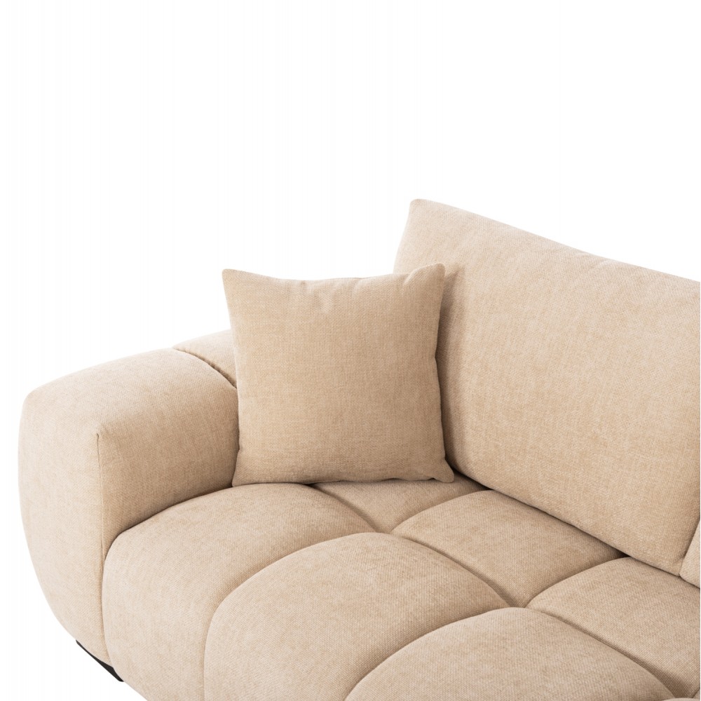 Γωνιακός καναπές "COVEN" με δεξιά γωνία από ξύλο/ύφασμα σε μαύρο/εκρού χρώμα 298x208x85