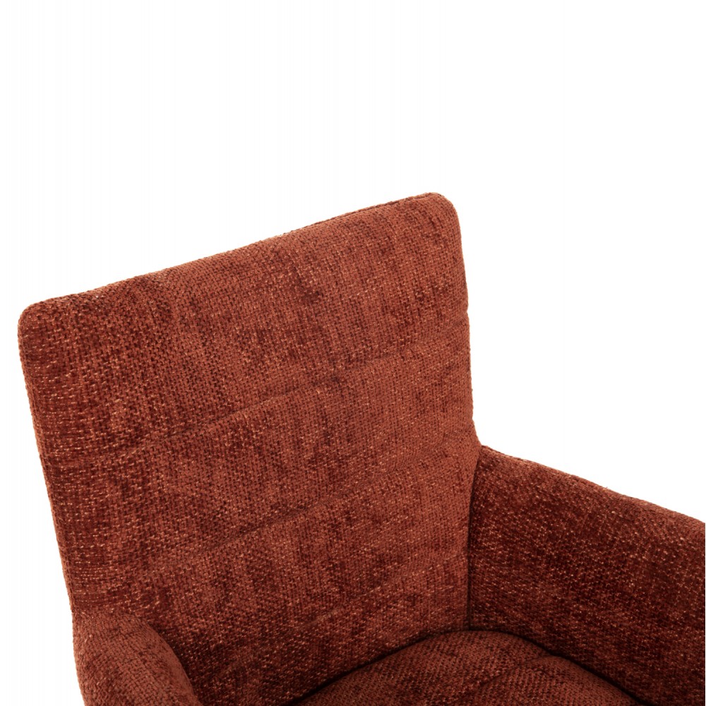 Πολυθρόνα "GAZER" από ύφασμα/rubberwood σε κεραμιδί/φυσικό χρώμα 66x63x91