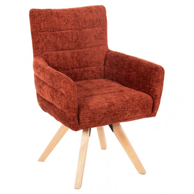 Πολυθρόνα "GAZER" από ύφασμα/rubberwood σε κεραμιδί/φυσικό χρώμα 66x63x91