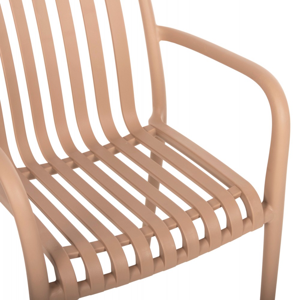 Πολυθρόνα εξωτερικού χώρου από πολυπροπυλένιο σε χρώμα καπουτσίνο 55x55x81