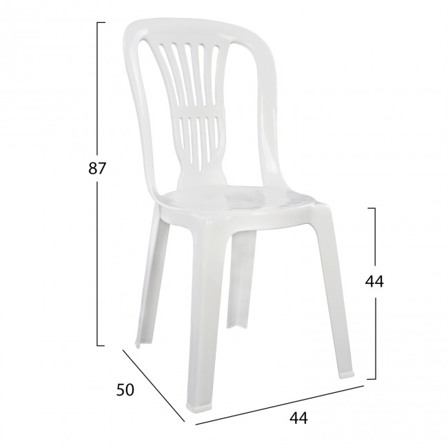 Καρέκλα "ΒΙΕΝΝΗΣ" πλαστική σε λευκό χρώμα 44x50x87