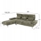 Γωνιακός καναπές-κρεβάτι "CONVERT" με αριστερή γωνία από ξύλο/ύφασμα σε κυπαρισσί χρώμα 283x188x100