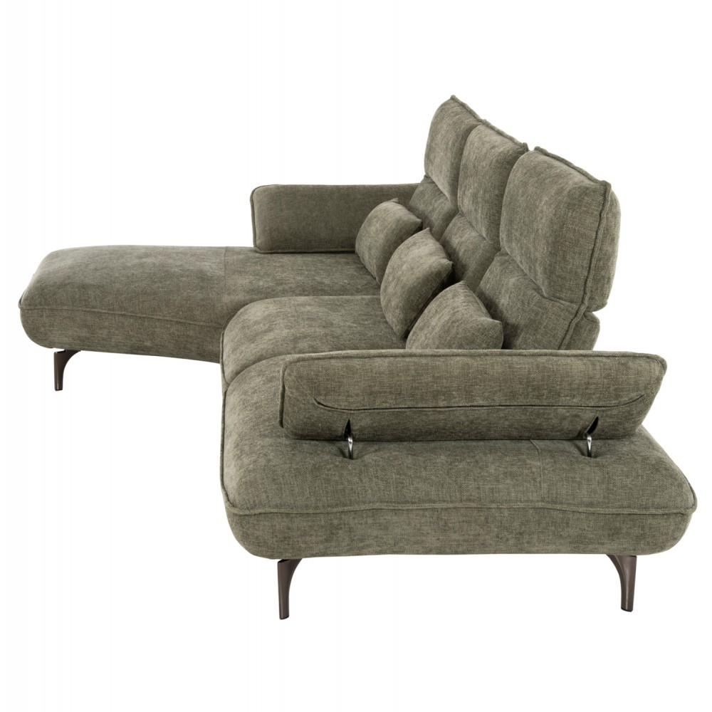 Γωνιακός καναπές-κρεβάτι "CONVERT" με αριστερή γωνία από ξύλο/ύφασμα σε κυπαρισσί χρώμα 283x188x100