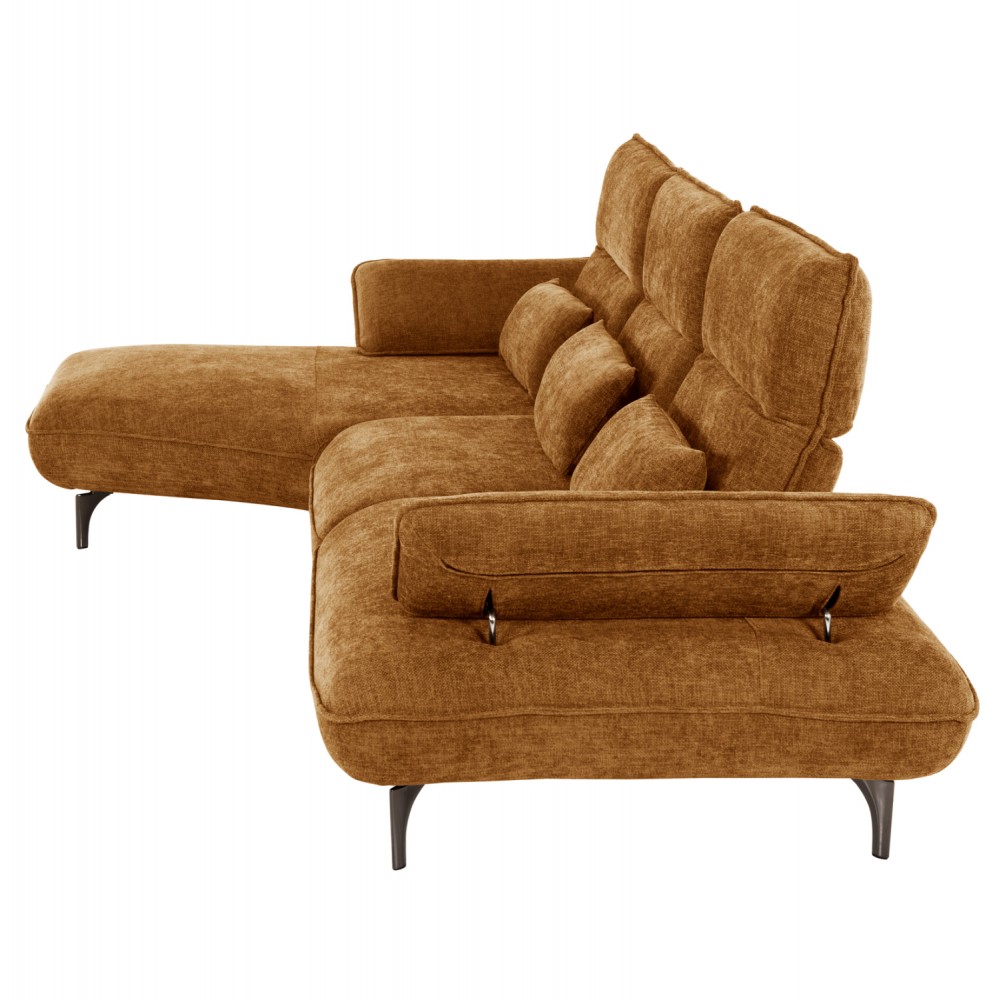 Γωνιακός καναπές-κρεβάτι "CONVERT" με αριστερή γωνία από ξύλο/ύφασμα σε κεραμιδί χρώμα 283x188x100