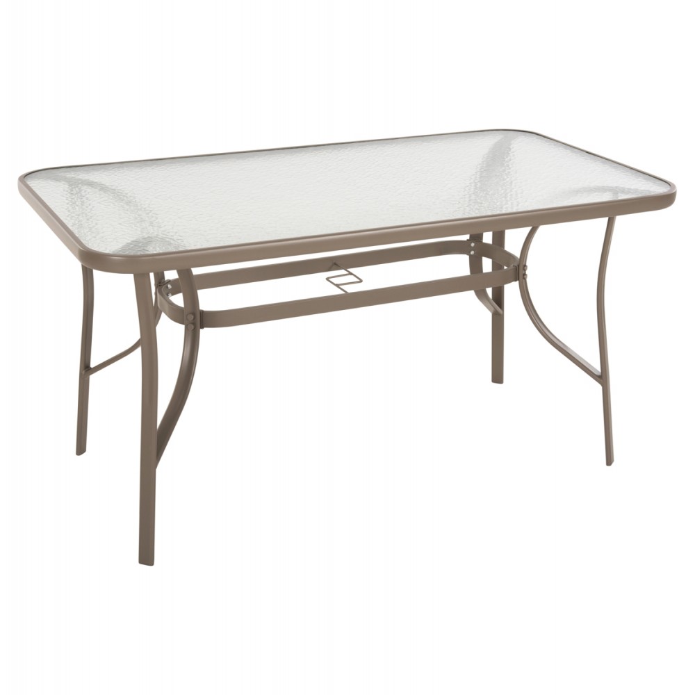 Τραπέζι κήπου "BRUNO" από μέταλλο/γυαλί σε χρώμα σαμπανί 140x80x71