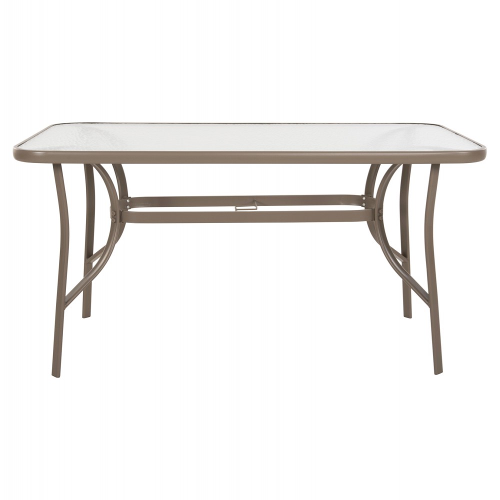 Τραπέζι κήπου "BRUNO" από μέταλλο/γυαλί σε χρώμα σαμπανί 140x80x71