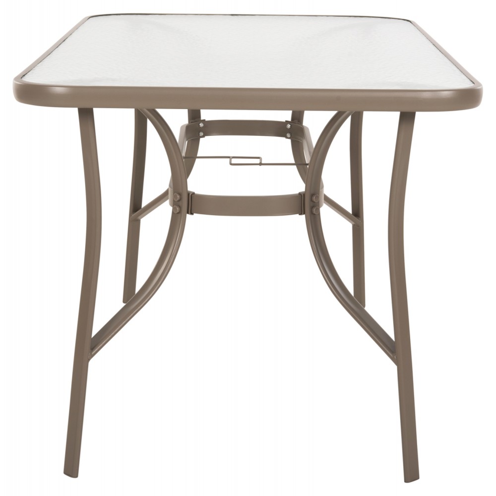 Τραπέζι κήπου "BRUNO" από μέταλλο/γυαλί σε χρώμα σαμπανί 140x80x71
