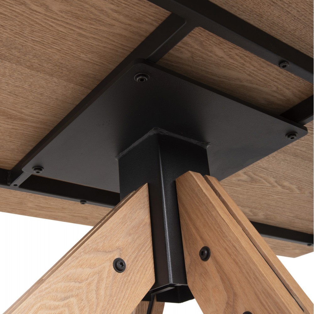 Σετ τραπεζαρίας 7τμχ από ξύλο/ύφασμα σε φυσικό/κεραμιδί χρώμα 180x90x75