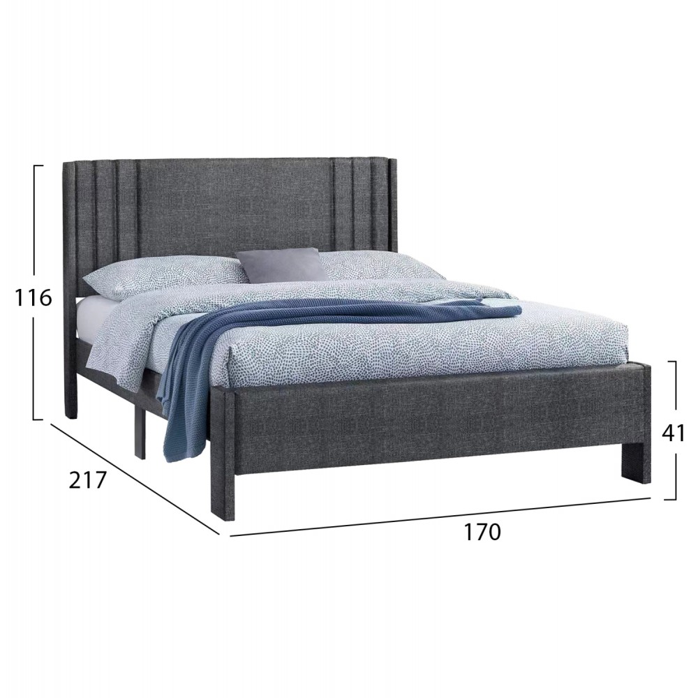 Κρεβάτι "CREDENCE" διπλό σε γκρι χρώμα 170x217x116