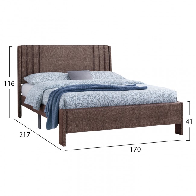 Κρεβάτι "CREDENCE" διπλό σε καφέ χρώμα 170x217x116