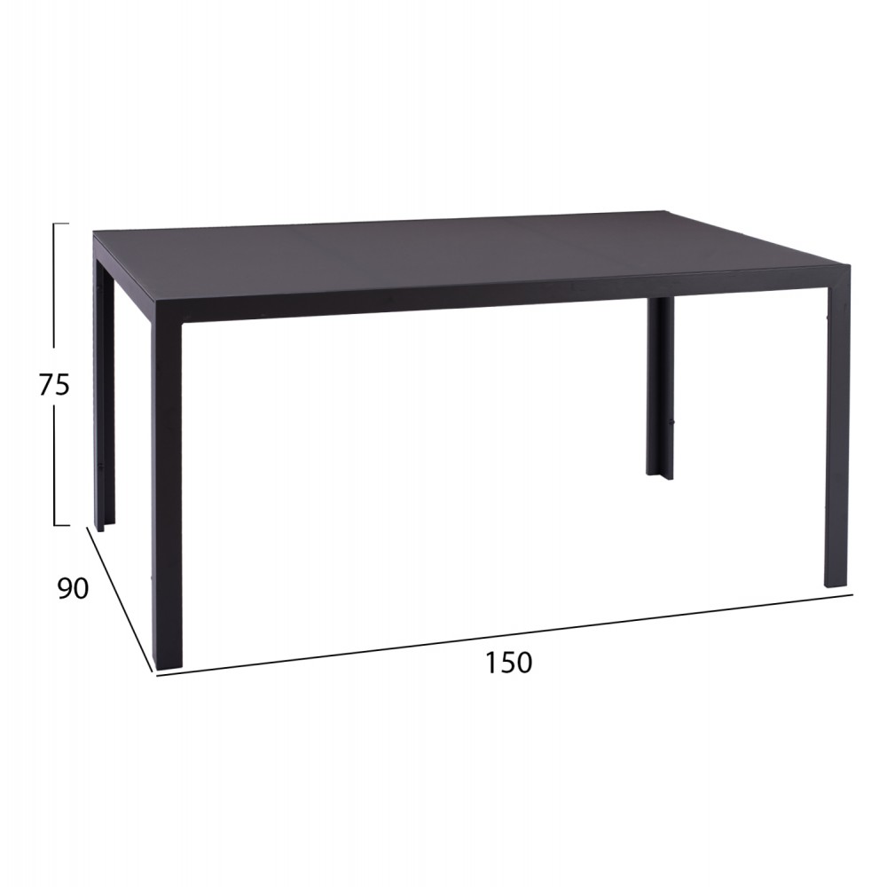 Σετ εξωτερικού χώρου "OFER" 5τμχ από μέταλλο/wicker σε γκρι/μαύρο χρώμα 150x90x75