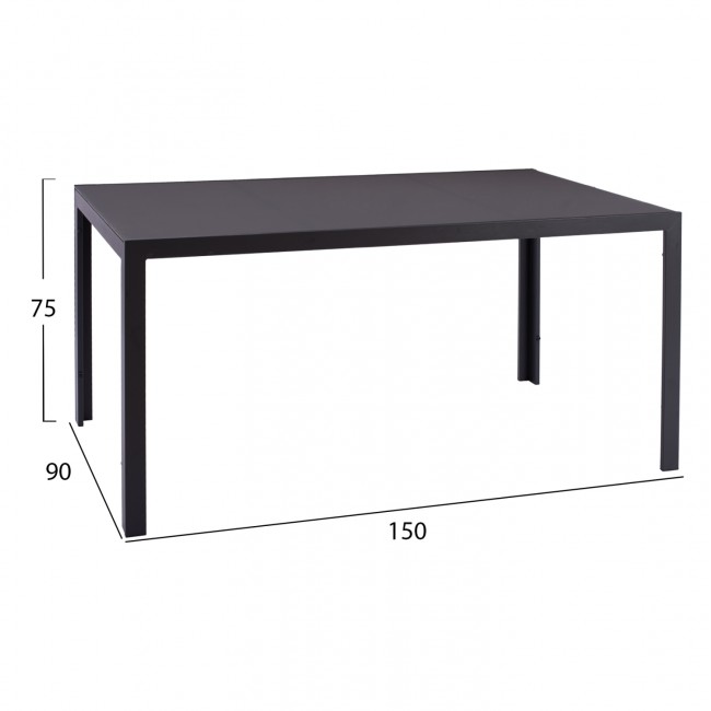 Σετ εξωτερικού χώρου "OFER" 5τμχ από μέταλλο/wicker σε γκρι/μαύρο χρώμα 150x90x75