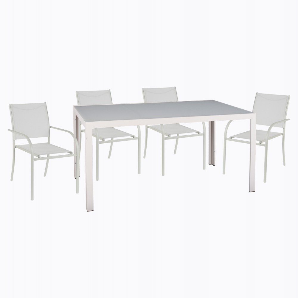 Σετ εξωτερικού χώρου "OFER" 5τμχ από μέταλλο σε άσπρο χρώμα 150x90x75