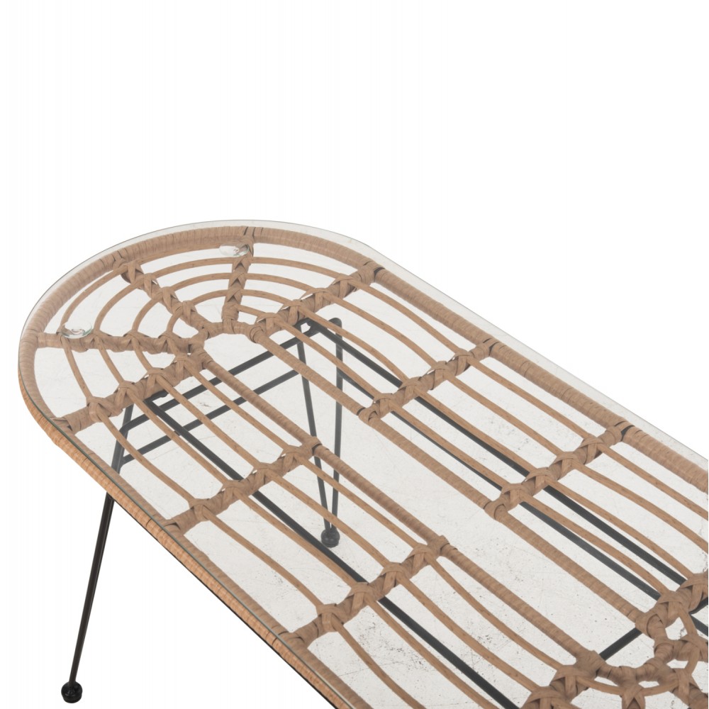 Τραπέζι "ALLEGRA" από μέταλλο/wicker σε μαύρο/μπεζ χρώμα 100x45x51,5