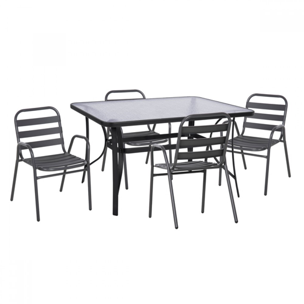 Σετ εξωτερικού χώρου "PRELUDE" 5τμχ από μέταλλο/αλουμίνιο σε γκρι χρώμα 140x80x72