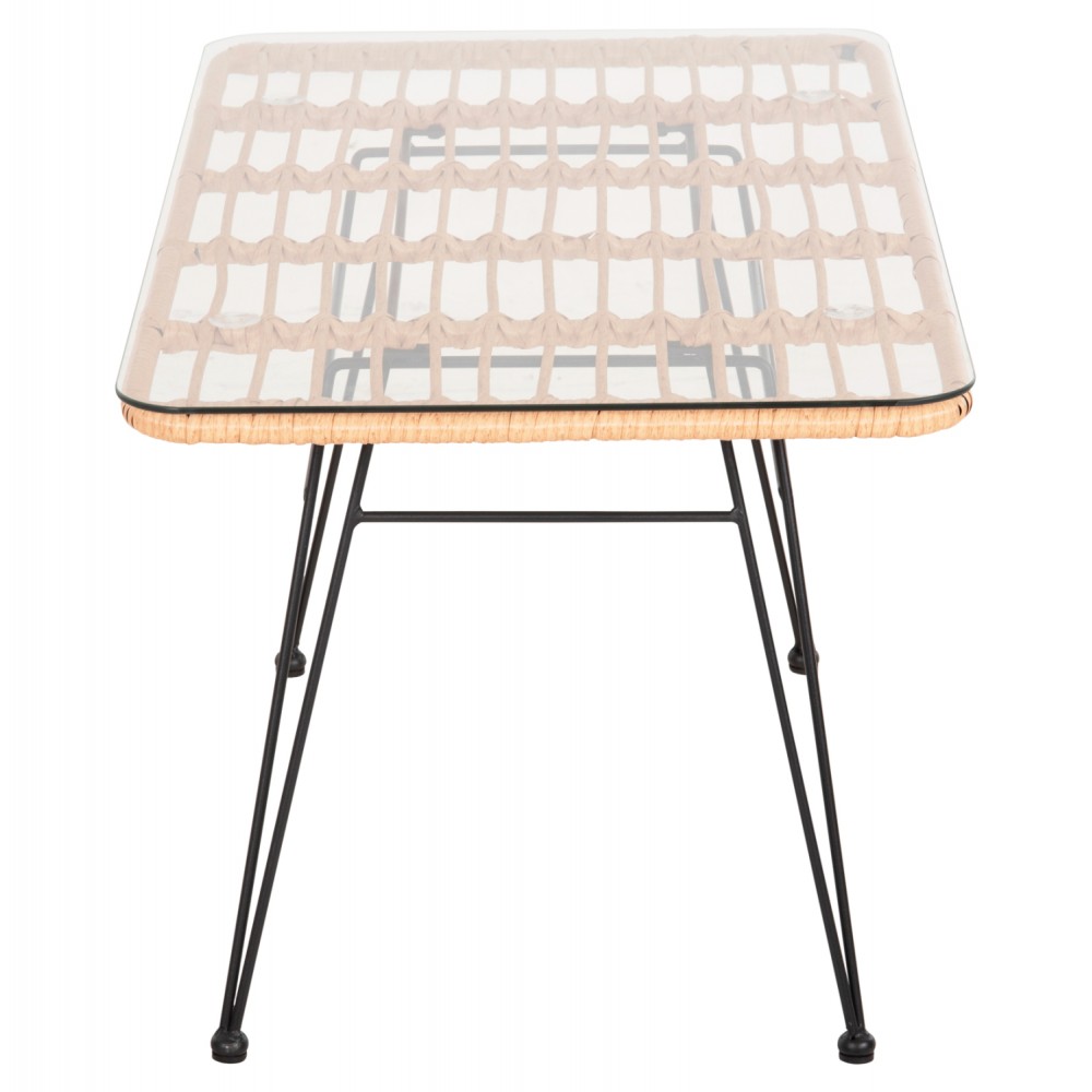 Τραπέζι "ALLEGRA" από μέταλλο/wicker σε μαύρο/μπεζ χρώμα 95x55x51,5