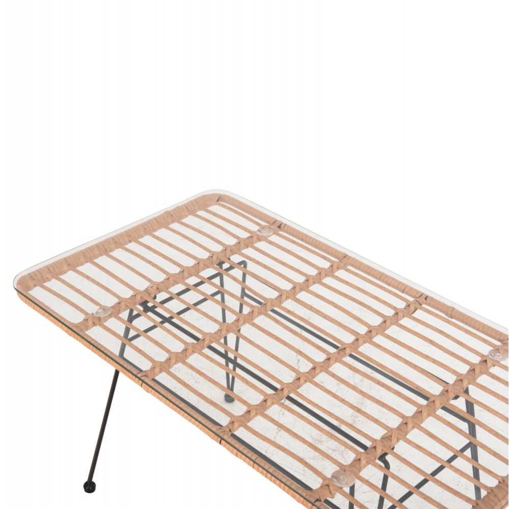 Τραπέζι "ALLEGRA" από μέταλλο/wicker σε μαύρο/μπεζ χρώμα 95x55x51,5