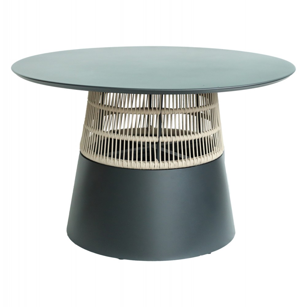 Τραπέζι "SAEID" από αλουμίνιο/σχοινί σε ανθρακί/μπεζ χρώμα Φ120x75