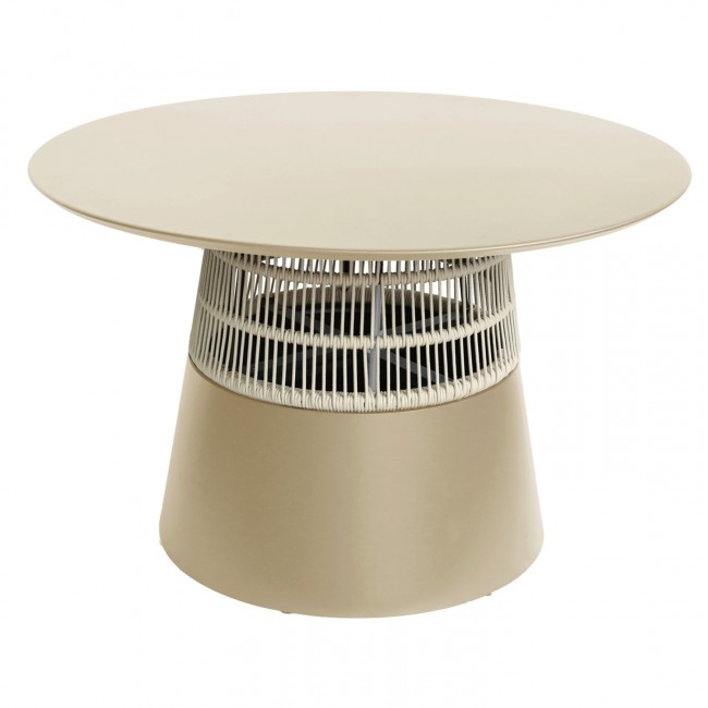 Τραπέζι "SAEID" από αλουμίνιο/σχοινί σε σαμπανί/μπεζ χρώμα Φ120x75