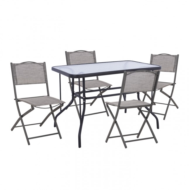Σετ εξωτερικού χώρου "MAG" 5τμχ από μέταλλο/textilene σε σκούρο γκρι/γκρι χρώμα 110x60x71