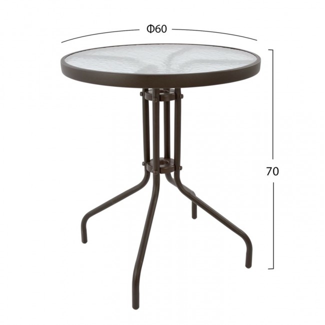 Σετ εξωτερικού χώρου "LIMA" 3τμχ από μέταλλο/textilene σε καφέ χρώμα Φ60x68