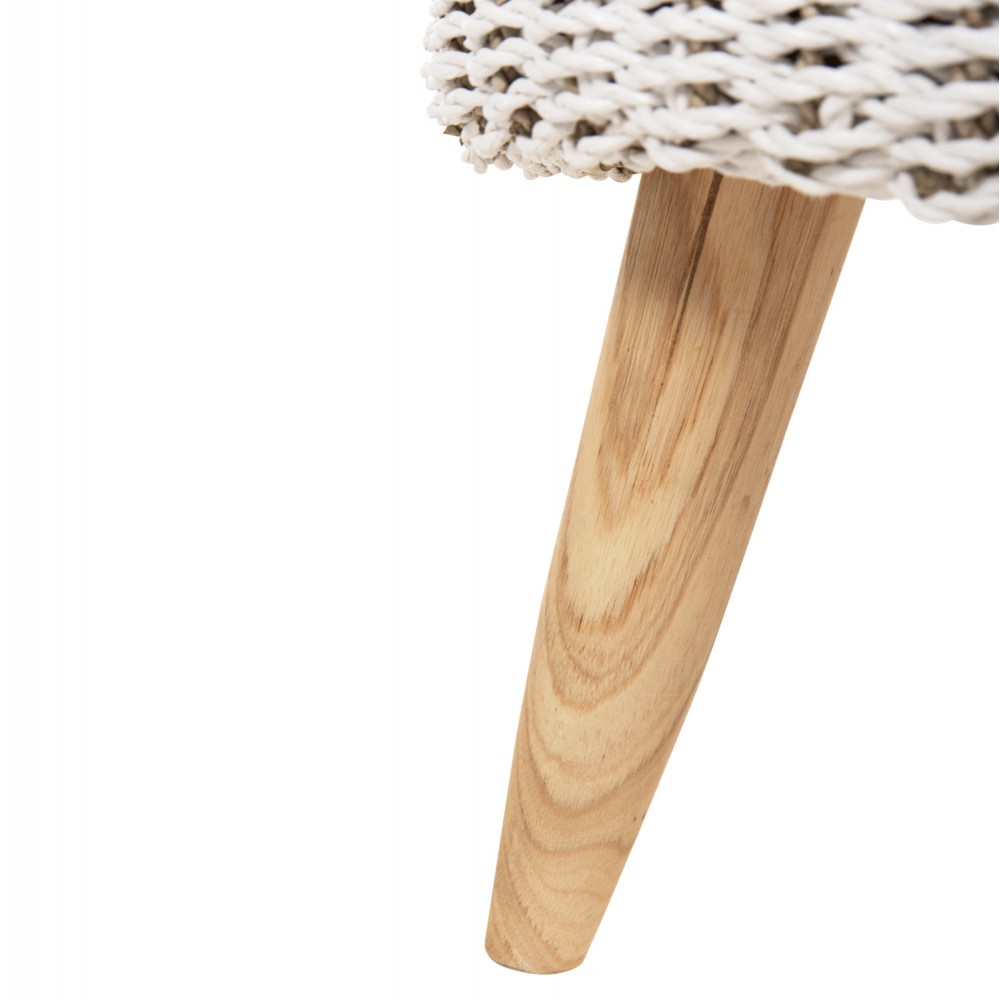 Σκαμπό "BEAM" από ξύλο/seagrass σε φυσικό/λευκό χρώμα Φ42x46