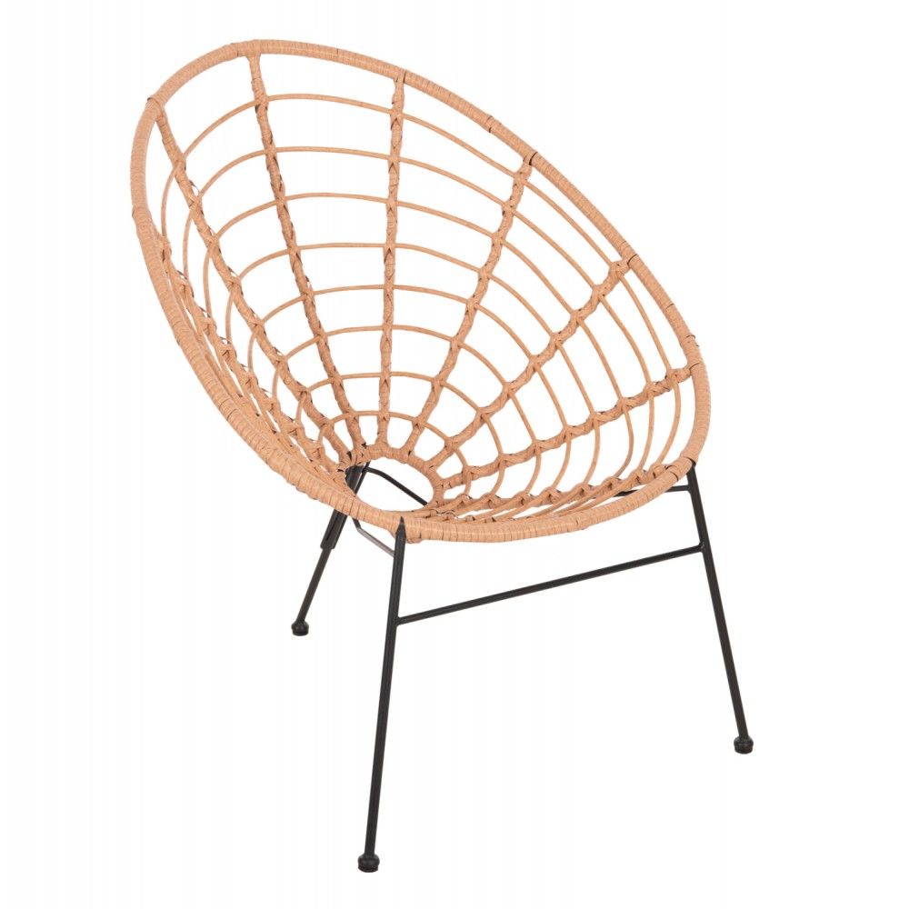 Πολυθρόνα φωλιά "ALLEGRA" από μέταλλο/wicker σε μαύρο/μπεζ χρώμα 73x78x88