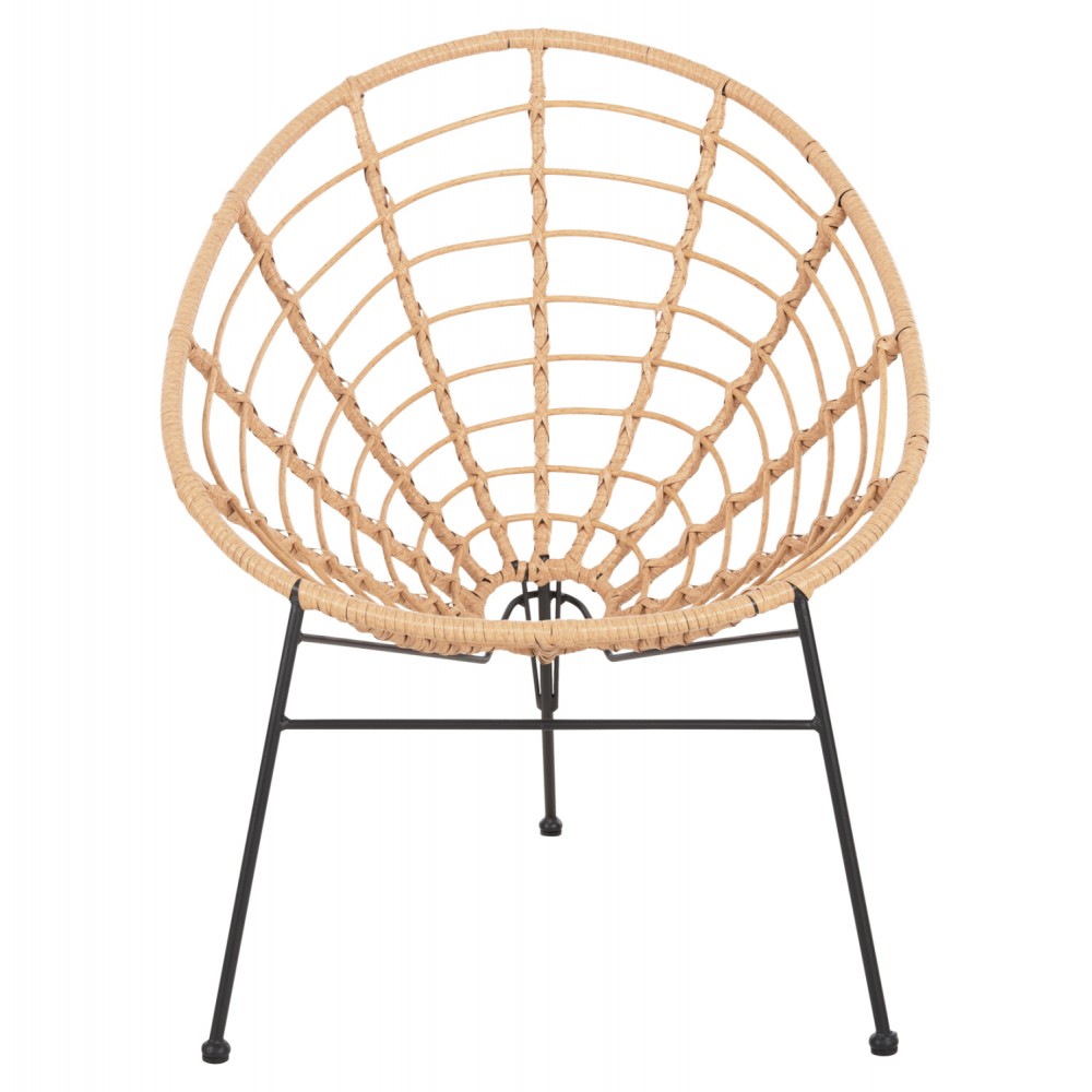 Πολυθρόνα φωλιά "ALLEGRA" από μέταλλο/wicker σε μαύρο/μπεζ χρώμα 73x78x88