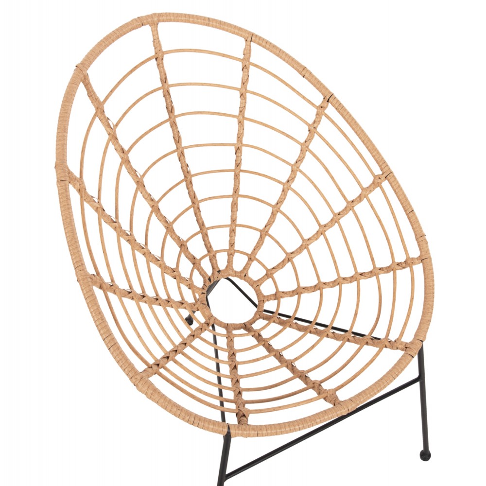 Πολυθρόνα φωλιά "ALLEGRA" από μέταλλο/wicker σε μαύρο/μπεζ χρώμα 73x78x88