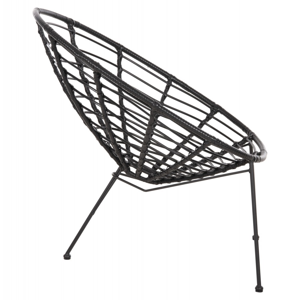 Πολυθρόνα φωλιά "ALLEGRA" από μέταλλο/wicker σε μαύρο χρώμα 73x78x88