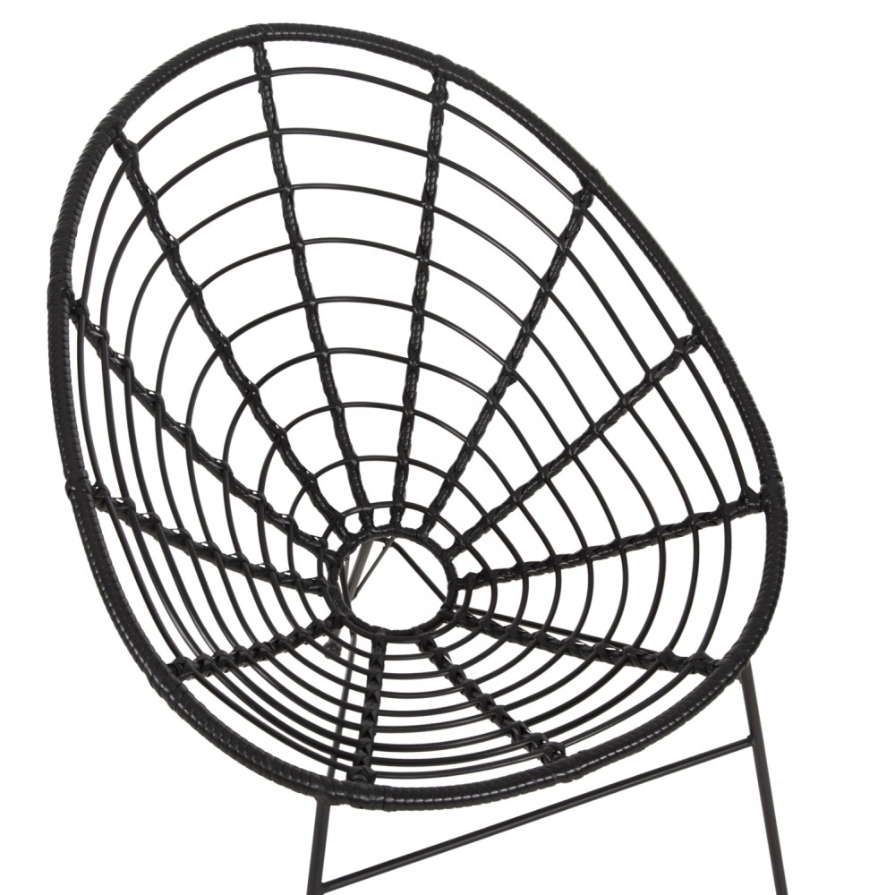 Πολυθρόνα φωλιά "ALLEGRA" από μέταλλο/wicker σε μαύρο χρώμα 73x78x88