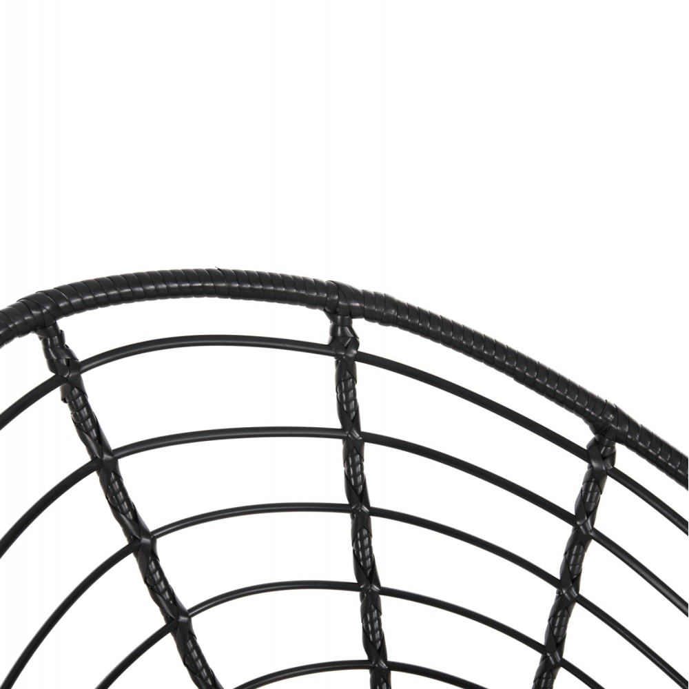 Πολυθρόνα φωλιά "ALLEGRA" από μέταλλο/wicker σε μαύρο χρώμα 73x78x88