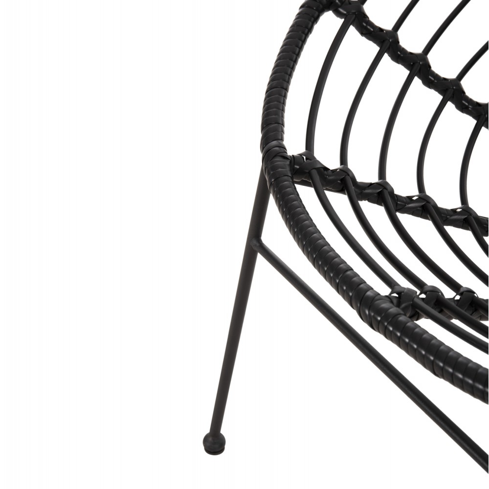 Πολυθρόνα φωλιά "ALLEGRA" από μέταλλο/wicker σε μαύρο χρώμα 73x78x88