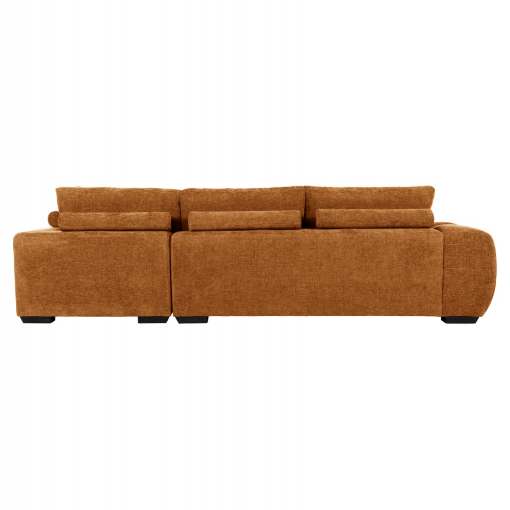 Γωνιακός καναπές "COVEN" με δεξιά γωνία από ξύλο/ύφασμα σε μαύρο/μπεζ 298x208x85