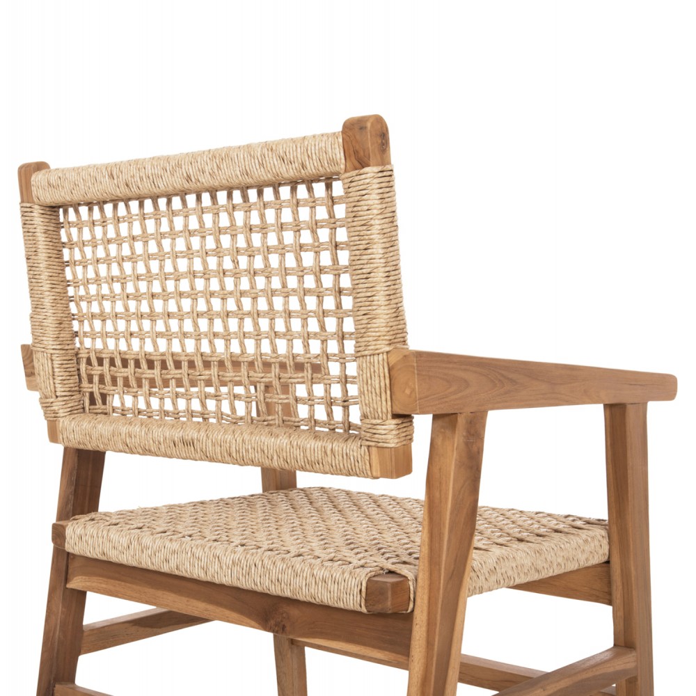 Πολυθρόνα "BJORN" από ξύλο/σχοινί σε φυσικό χρώμα 56x56x83