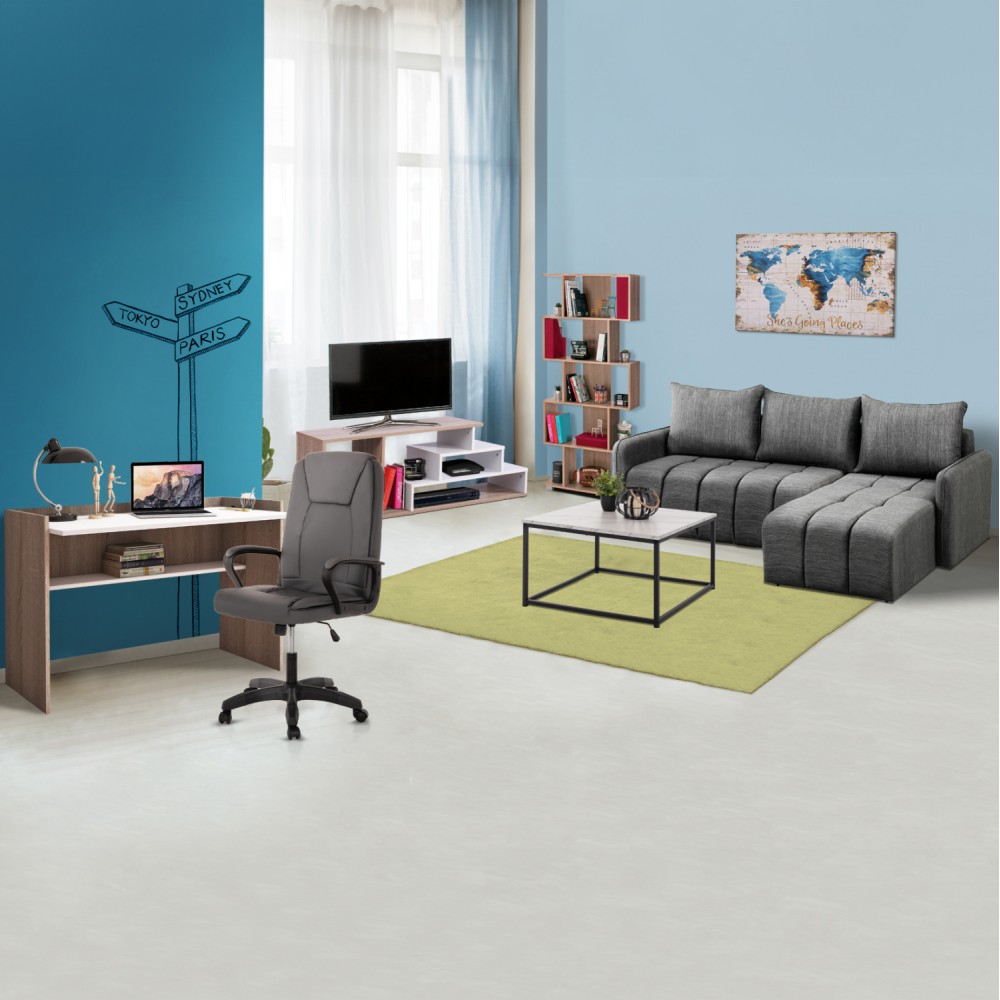 Σετ φοιτητικό πακέτο 6τμχ σε χρώμα ανθρακί/σονάμα/λευκό 225x94x70