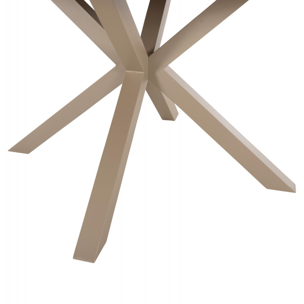 Τραπέζι "MORIL" από αλουμίνιο/polywood σε χρώμα σαμπανί/φυσικό Φ120x74