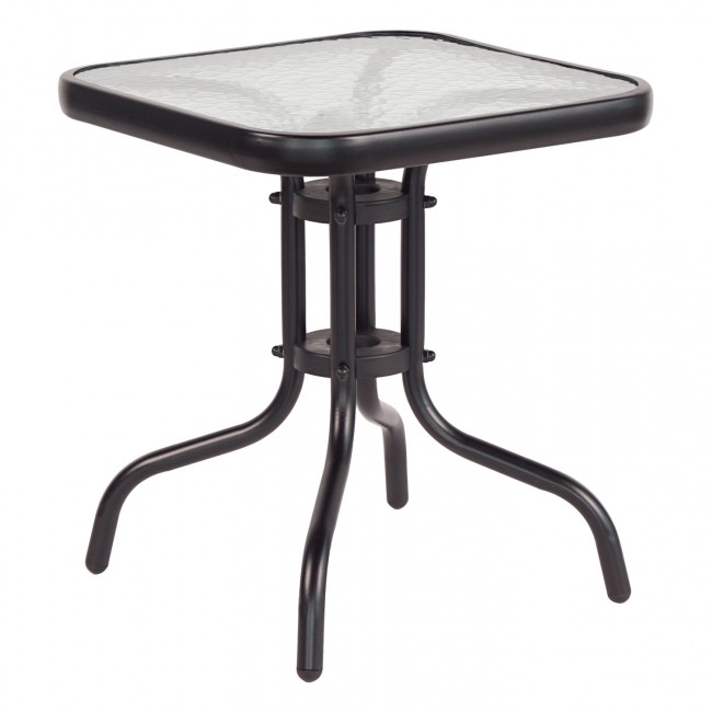 Τραπέζι "FIGO" από μέταλλο/γυαλί σε μαύρο χρώμα 45x45x50