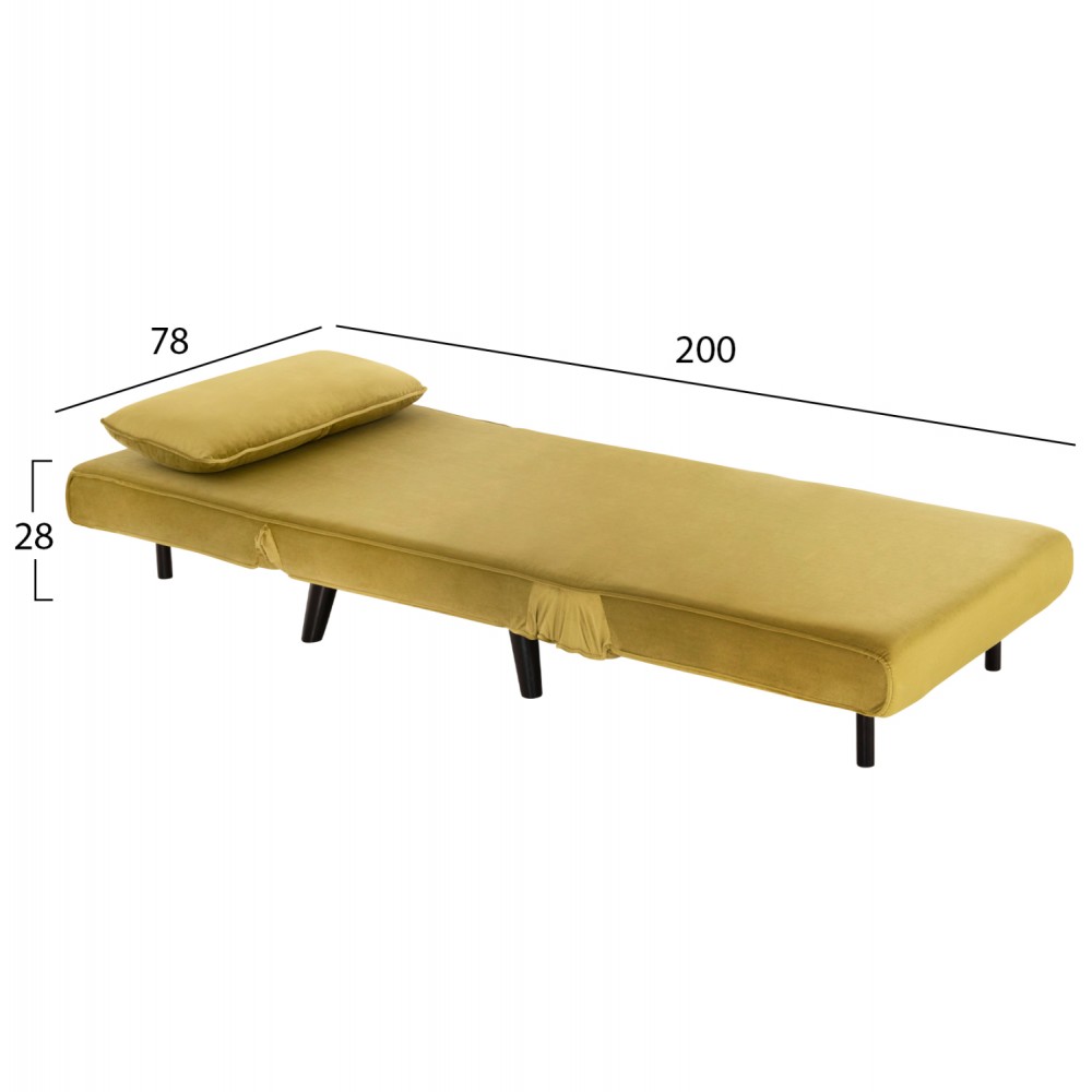 Πολυθρόνα-κρεβάτι "BRAXTON" από ξύλο/ύφασμα σε χρώμα λαδί 78x88x78