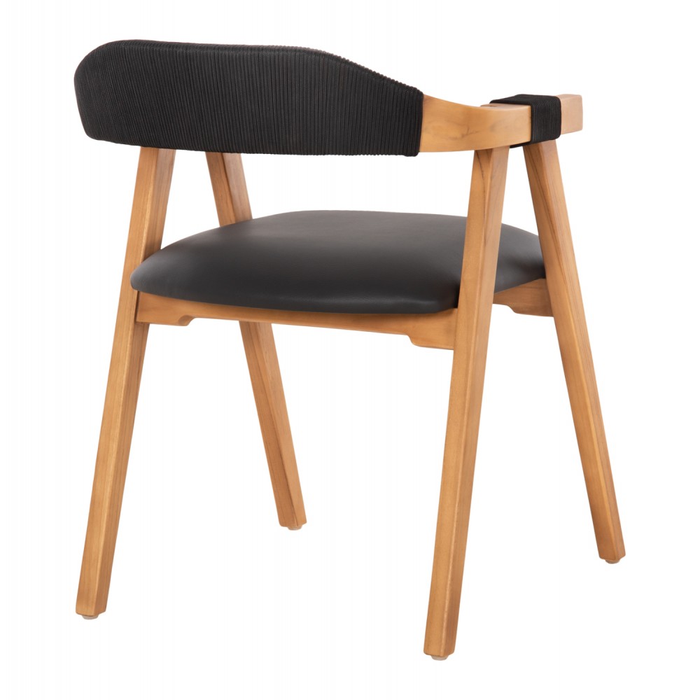 Πολυθρόνα "RIMINI"  από ξύλο/σχοινί σε φυσικό/μαύρο χρώμα 60x61x76